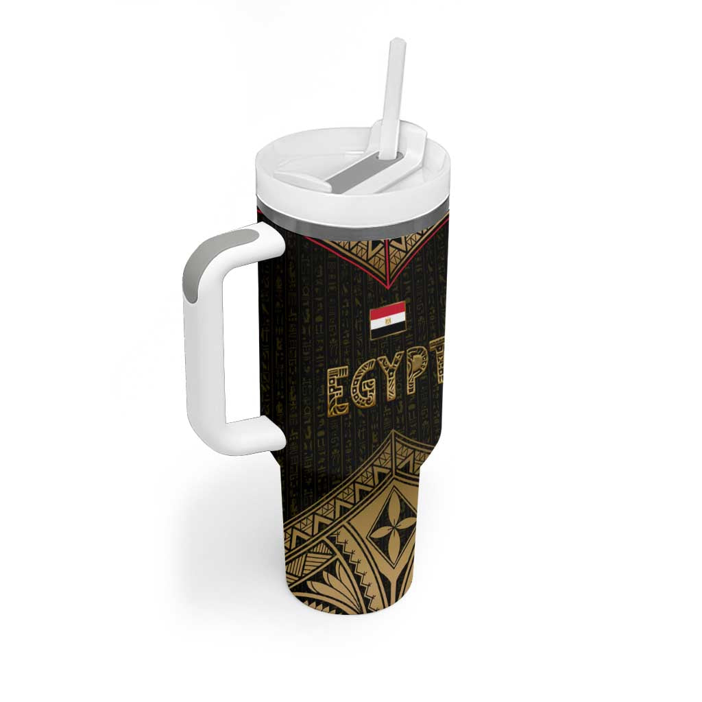 Ankh Eye of Horus Egypt Tumbler With Handle Ancient Black Gold Hieroglyph Spirit TS04