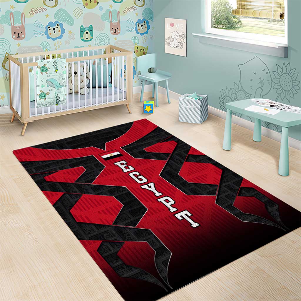 Egypt Flag Emblem Area Rug Red Black Bold Spirit TS04