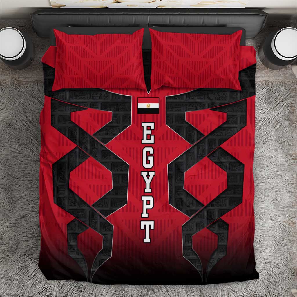 Egypt Flag Emblem Bedding Set Red Black Bold Spirit TS04