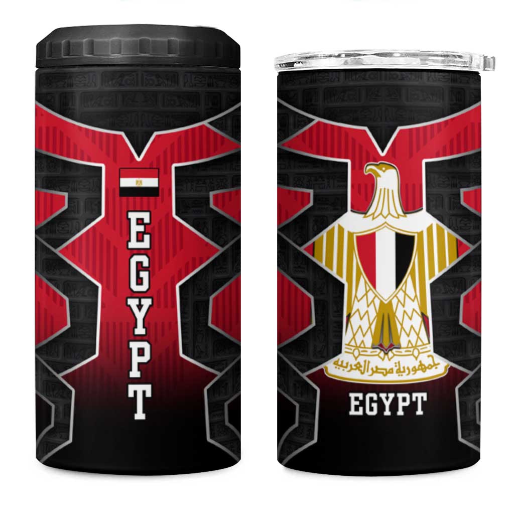 Egypt Flag Emblem 4 in 1 Can Cooler Tumbler Red Black Bold Spirit TS04