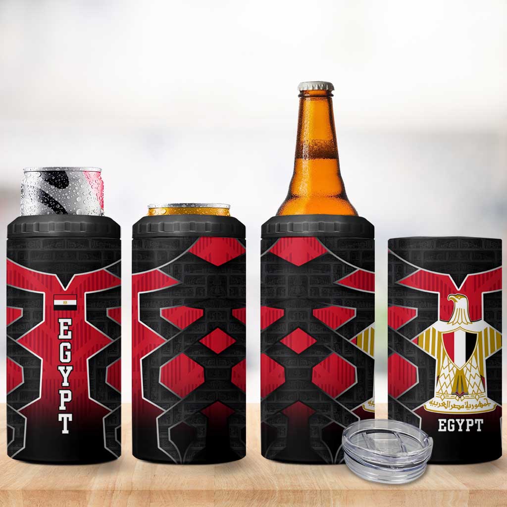 Egypt Flag Emblem 4 in 1 Can Cooler Tumbler Red Black Bold Spirit TS04