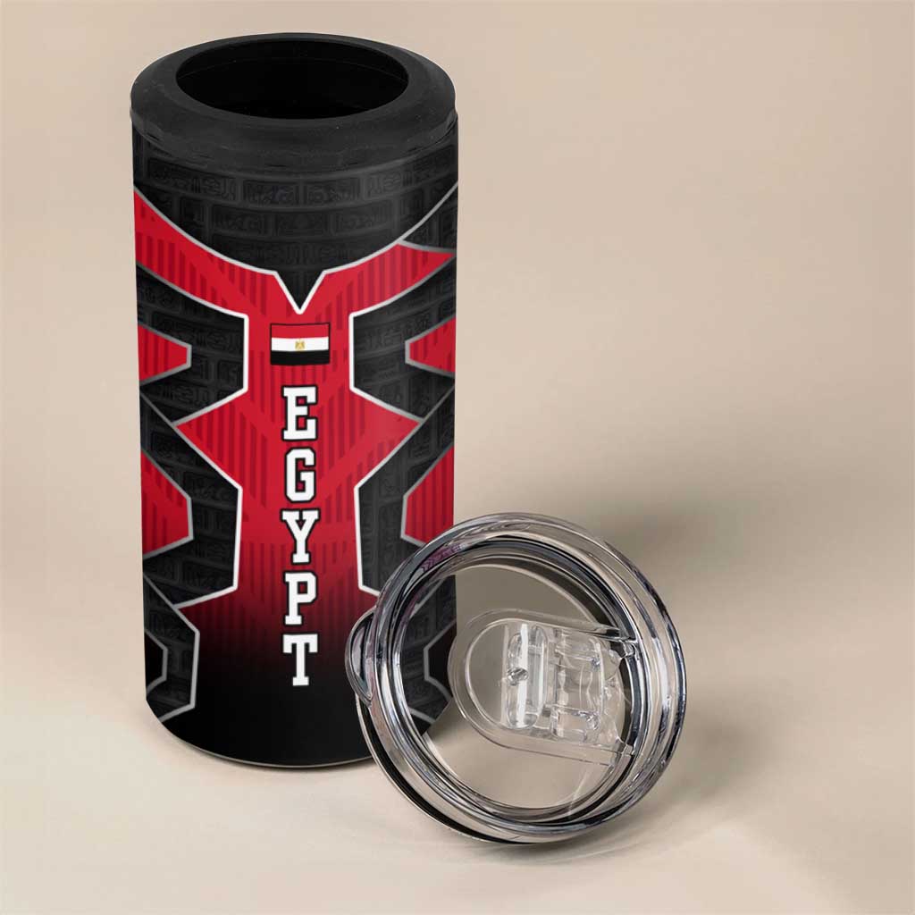 Egypt Flag Emblem 4 in 1 Can Cooler Tumbler Red Black Bold Spirit TS04