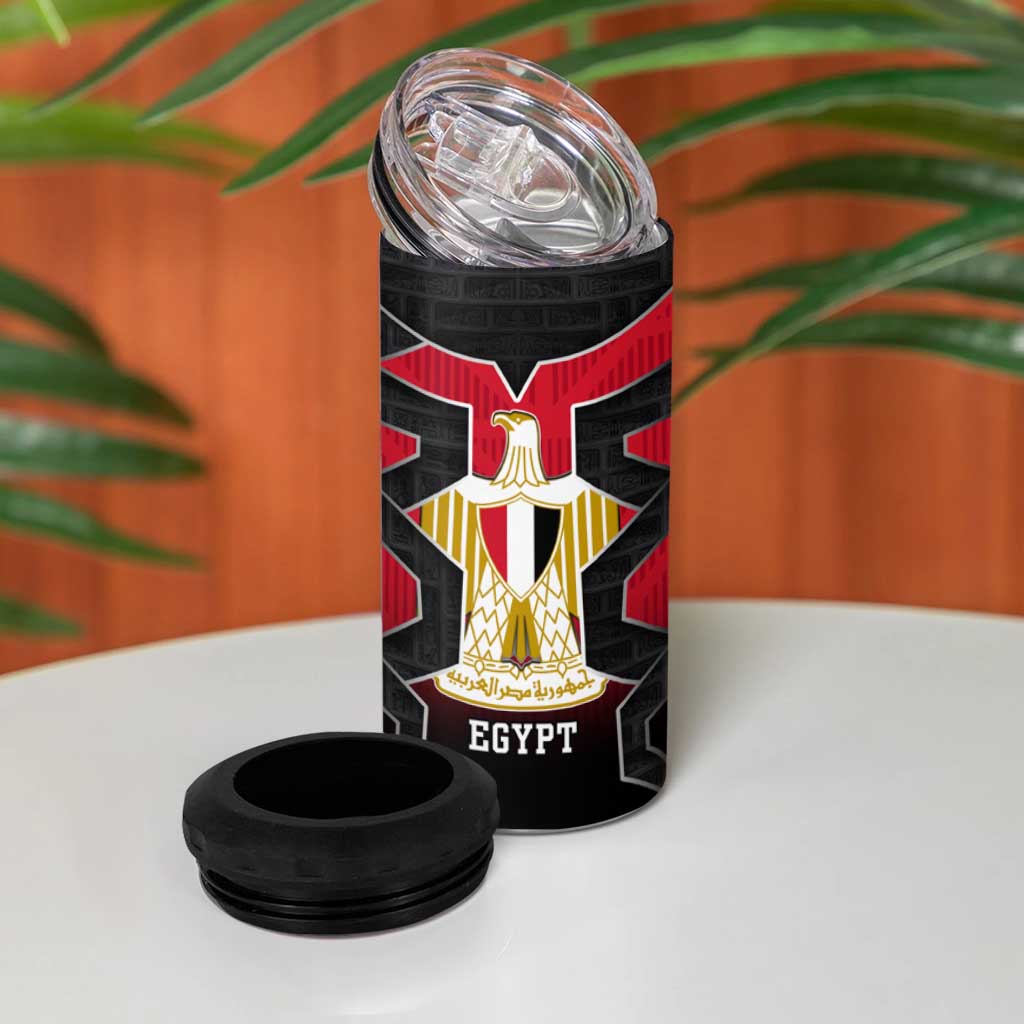 Egypt Flag Emblem 4 in 1 Can Cooler Tumbler Red Black Bold Spirit TS04