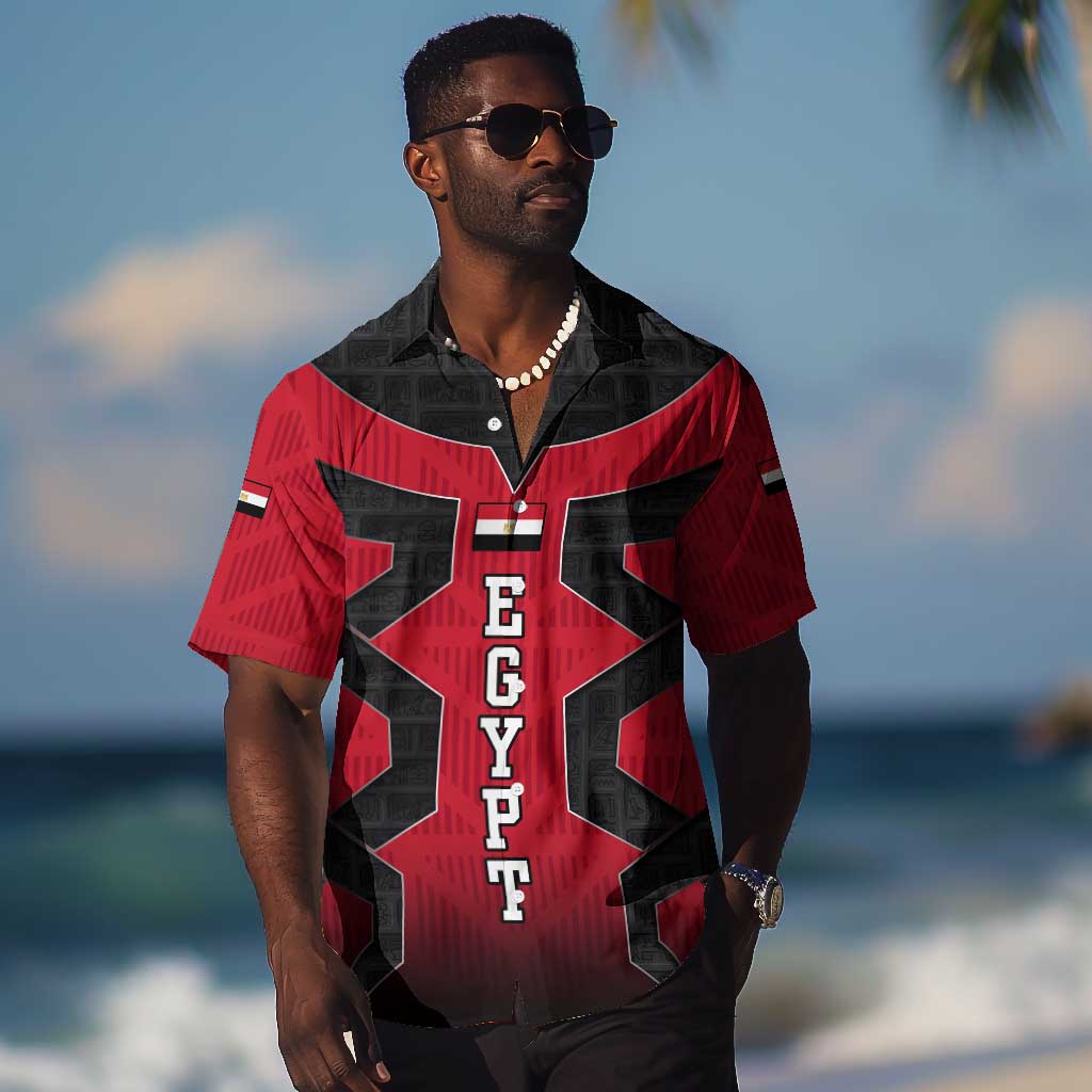 Egypt Flag Emblem Hawaiian Shirt Red Black Bold Spirit TS04