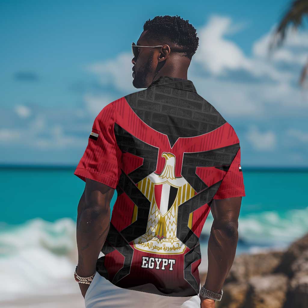 Egypt Flag Emblem Hawaiian Shirt Red Black Bold Spirit TS04