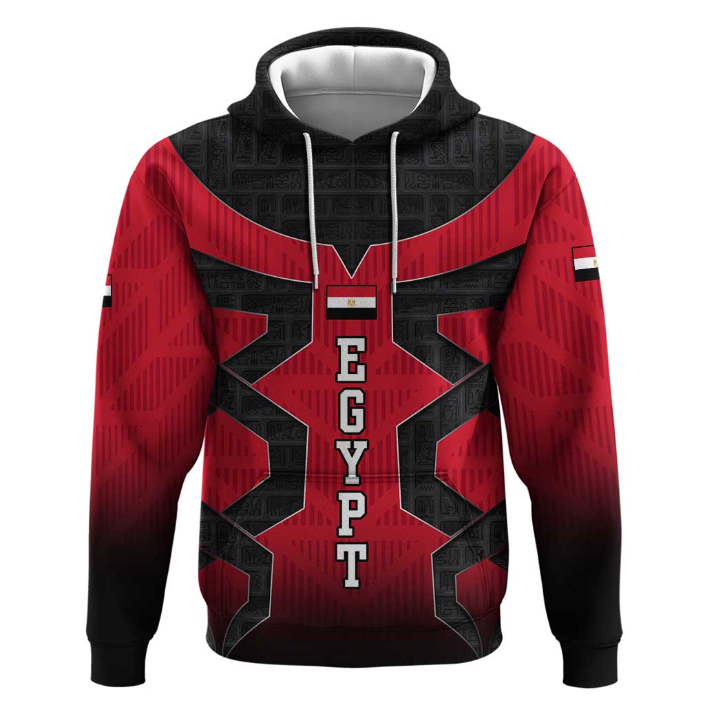 Egypt Flag Emblem Hoodie with Red Black Bold Spirit TS04