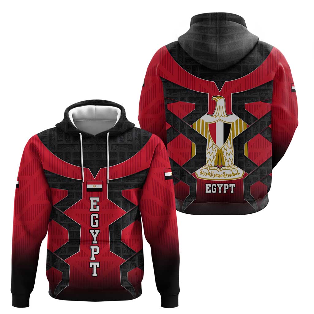 Egypt Flag Emblem Hoodie with Red Black Bold Spirit TS04