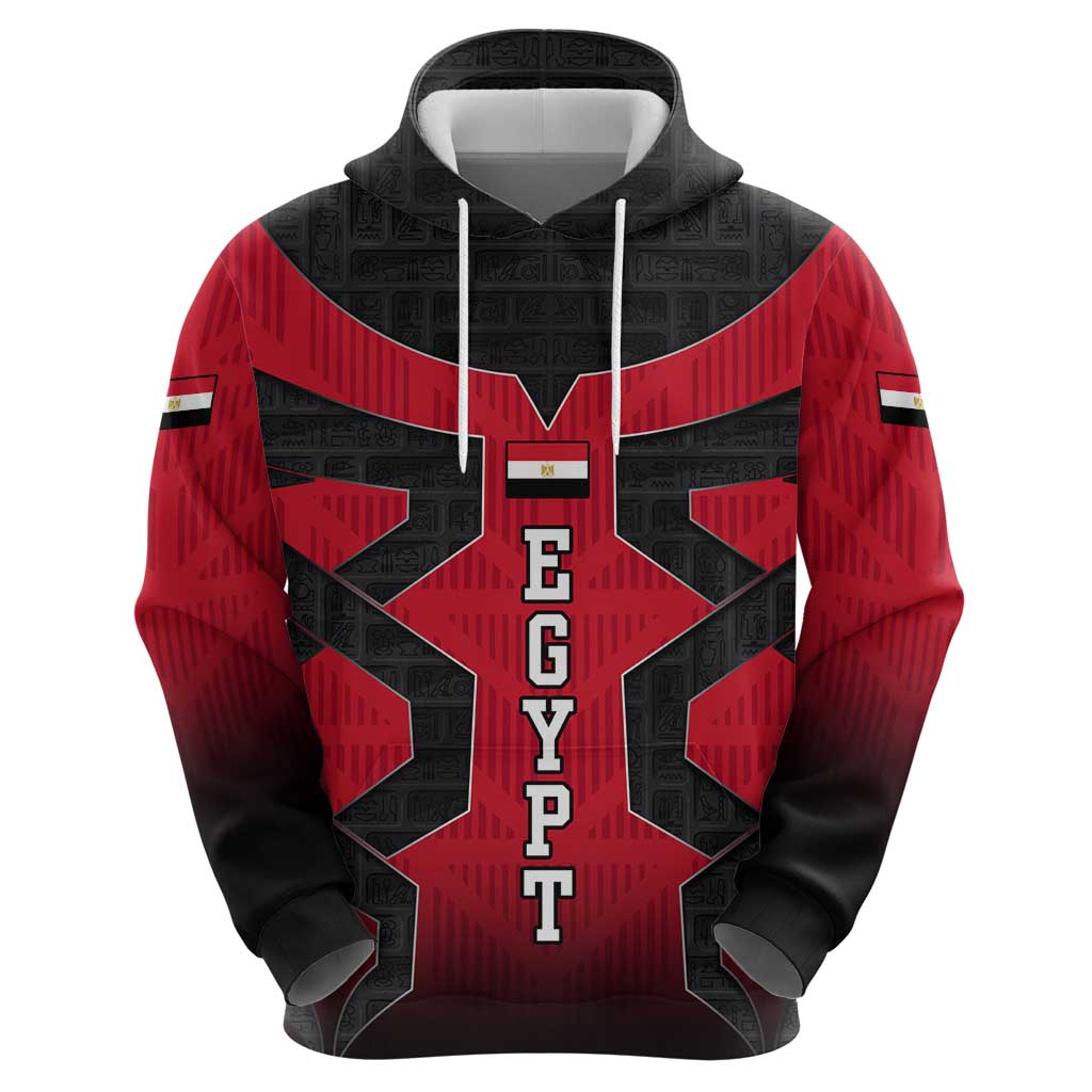 Egypt Flag Emblem Hoodie with Red Black Bold Spirit TS04
