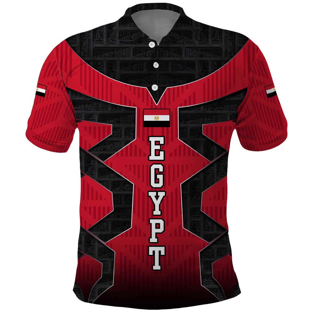 Egypt Flag Emblem Polo Shirt with Red Black Bold Spirit TS04