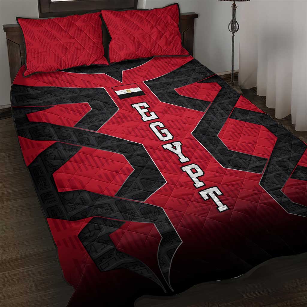 Egypt Flag Emblem Quilt Bed Set Red Black Bold Spirit TS04
