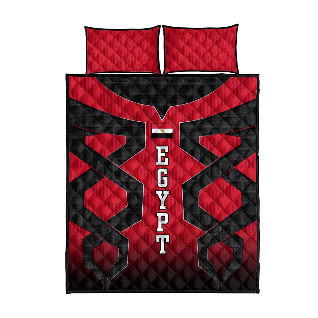 Egypt Flag Emblem Quilt Bed Set Red Black Bold Spirit TS04