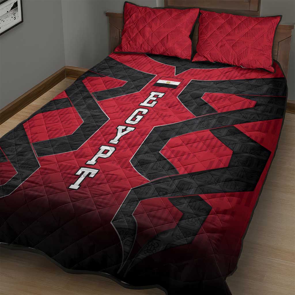 Egypt Flag Emblem Quilt Bed Set Red Black Bold Spirit TS04
