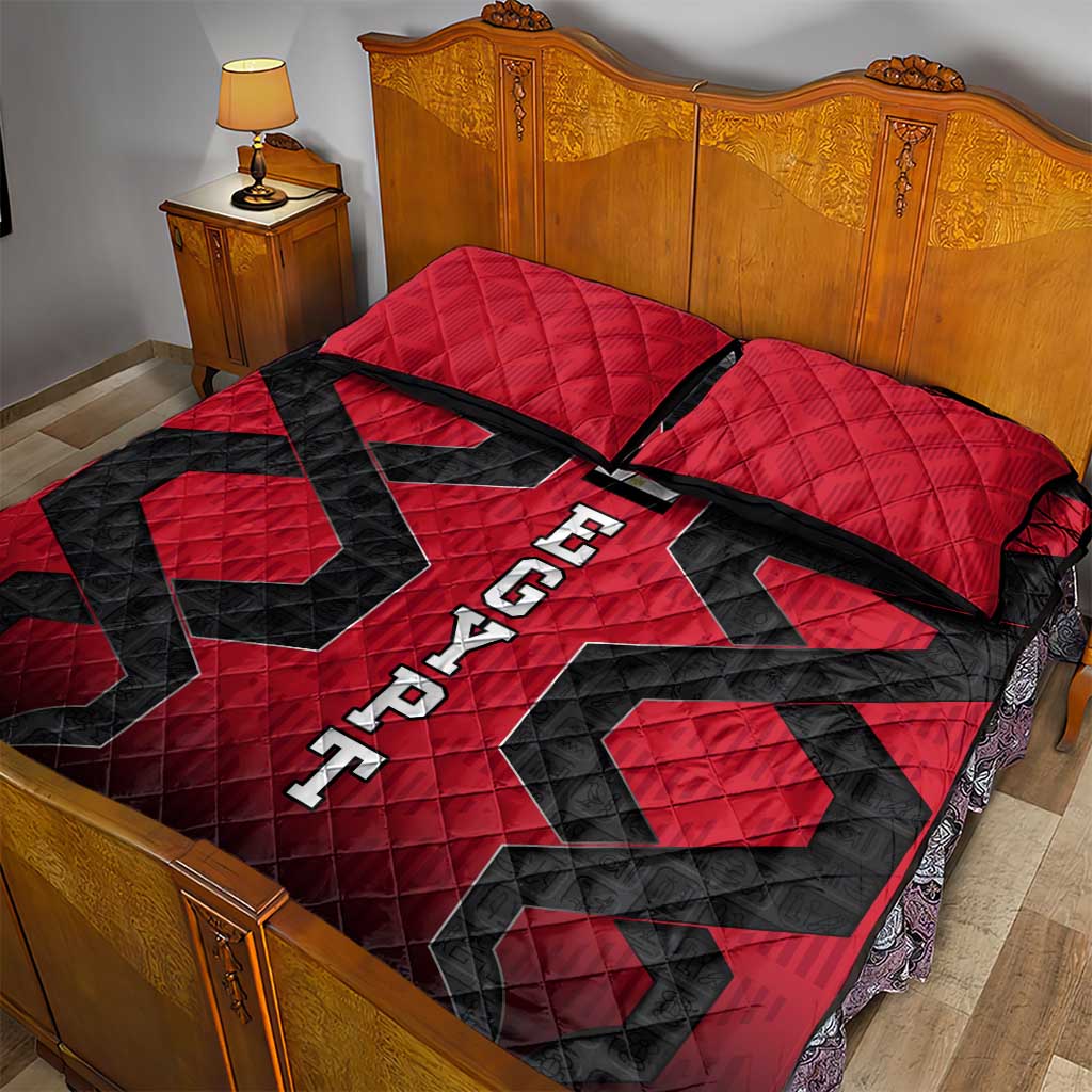 Egypt Flag Emblem Quilt Bed Set Red Black Bold Spirit TS04