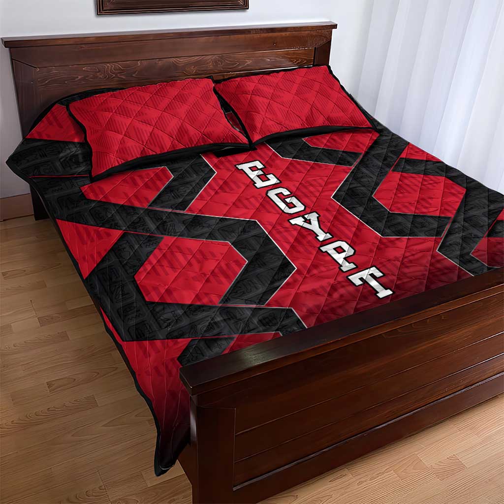 Egypt Flag Emblem Quilt Bed Set Red Black Bold Spirit TS04