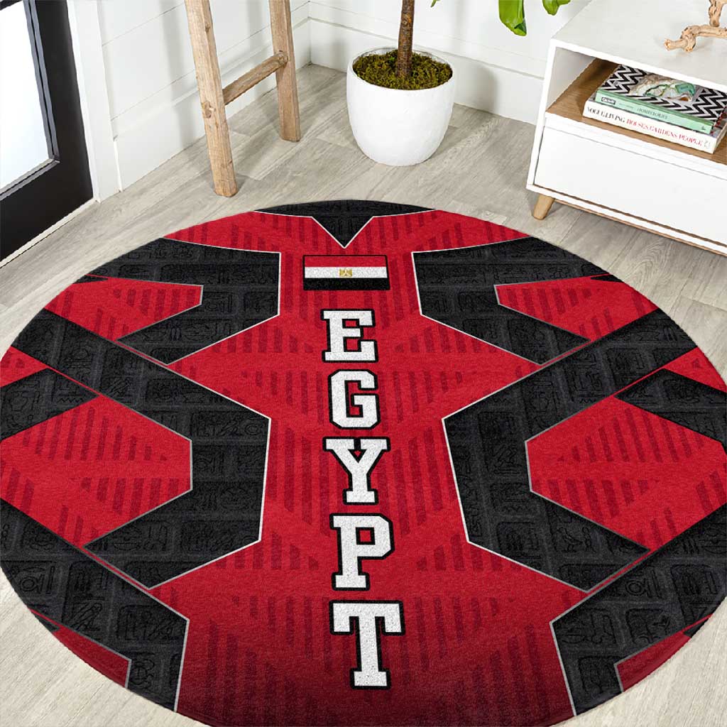 Egypt Flag Emblem Round Carpet Red Black Bold Spirit TS04