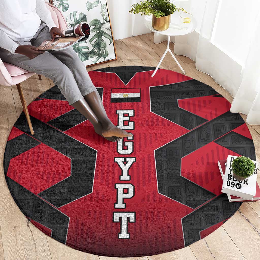 Egypt Flag Emblem Round Carpet Red Black Bold Spirit TS04