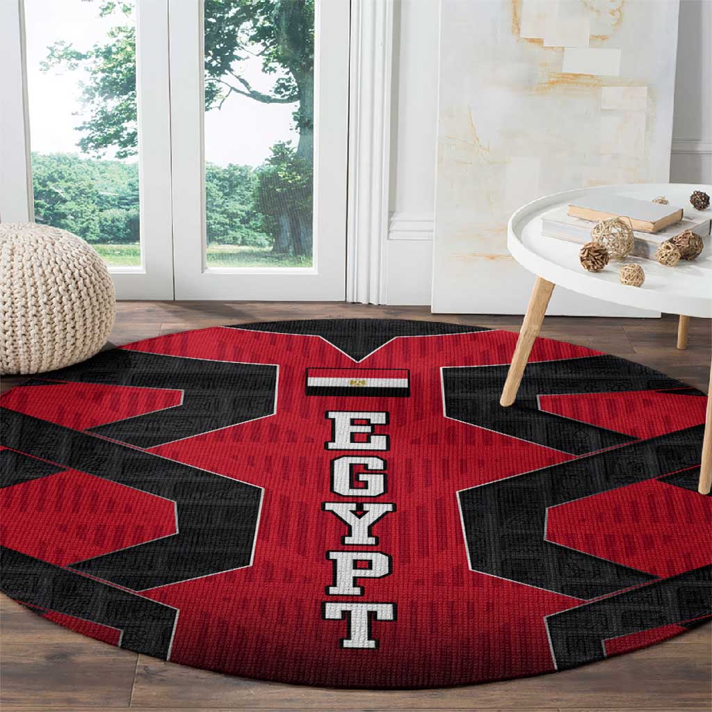 Egypt Flag Emblem Round Carpet Red Black Bold Spirit TS04