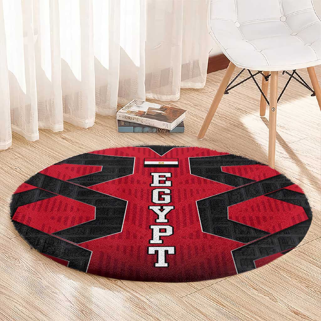 Egypt Flag Emblem Round Carpet Red Black Bold Spirit TS04