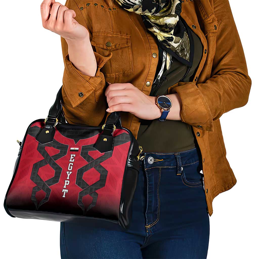 Egypt Flag Emblem Shoulder Handbag with Red Black Bold Spirit TS04