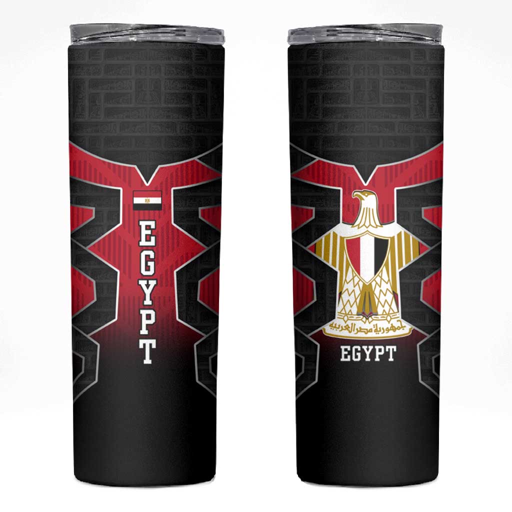 Egypt Flag Emblem Skinny Tumbler Red Black Bold Spirit TS04