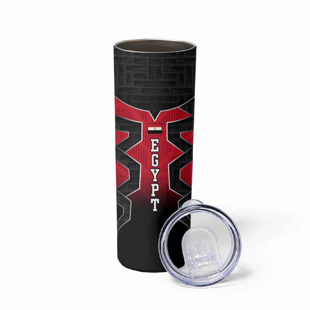 Egypt Flag Emblem Skinny Tumbler Red Black Bold Spirit TS04