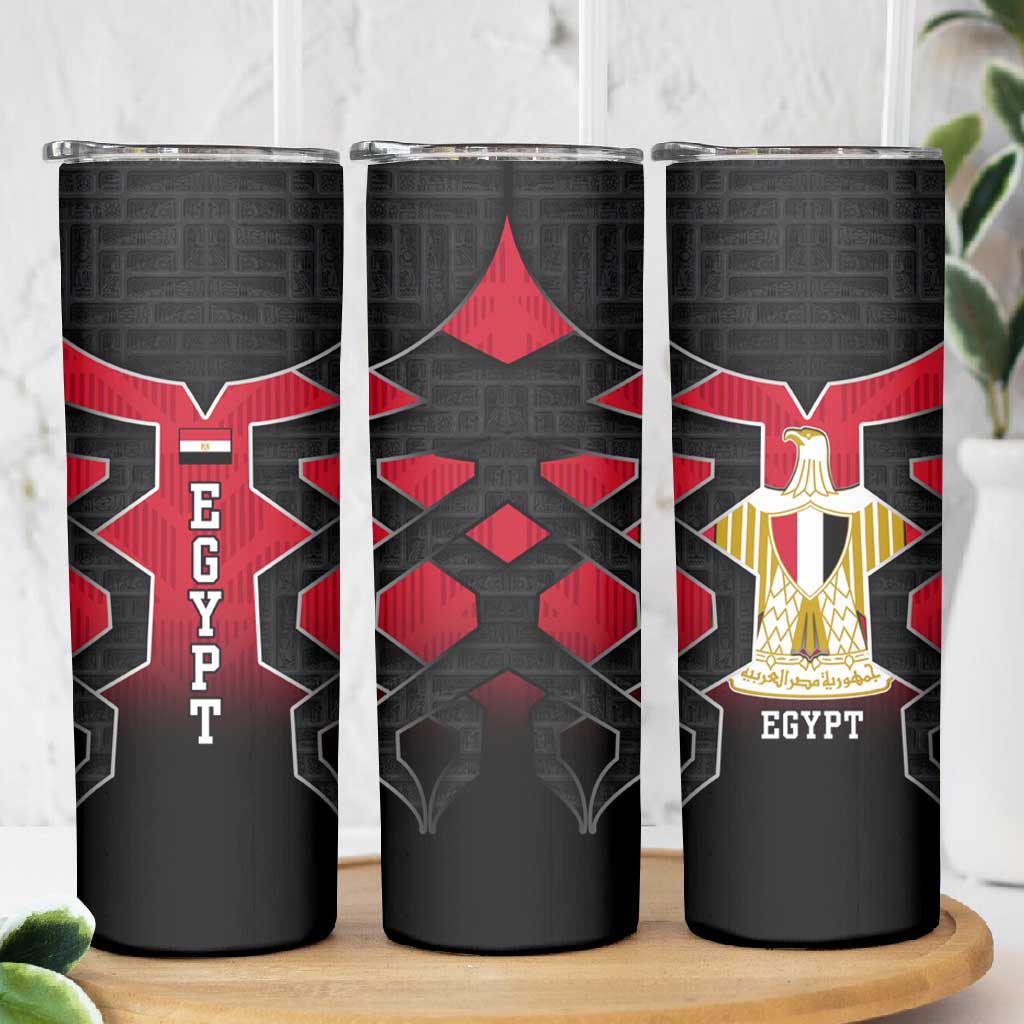 Egypt Flag Emblem Skinny Tumbler Red Black Bold Spirit TS04