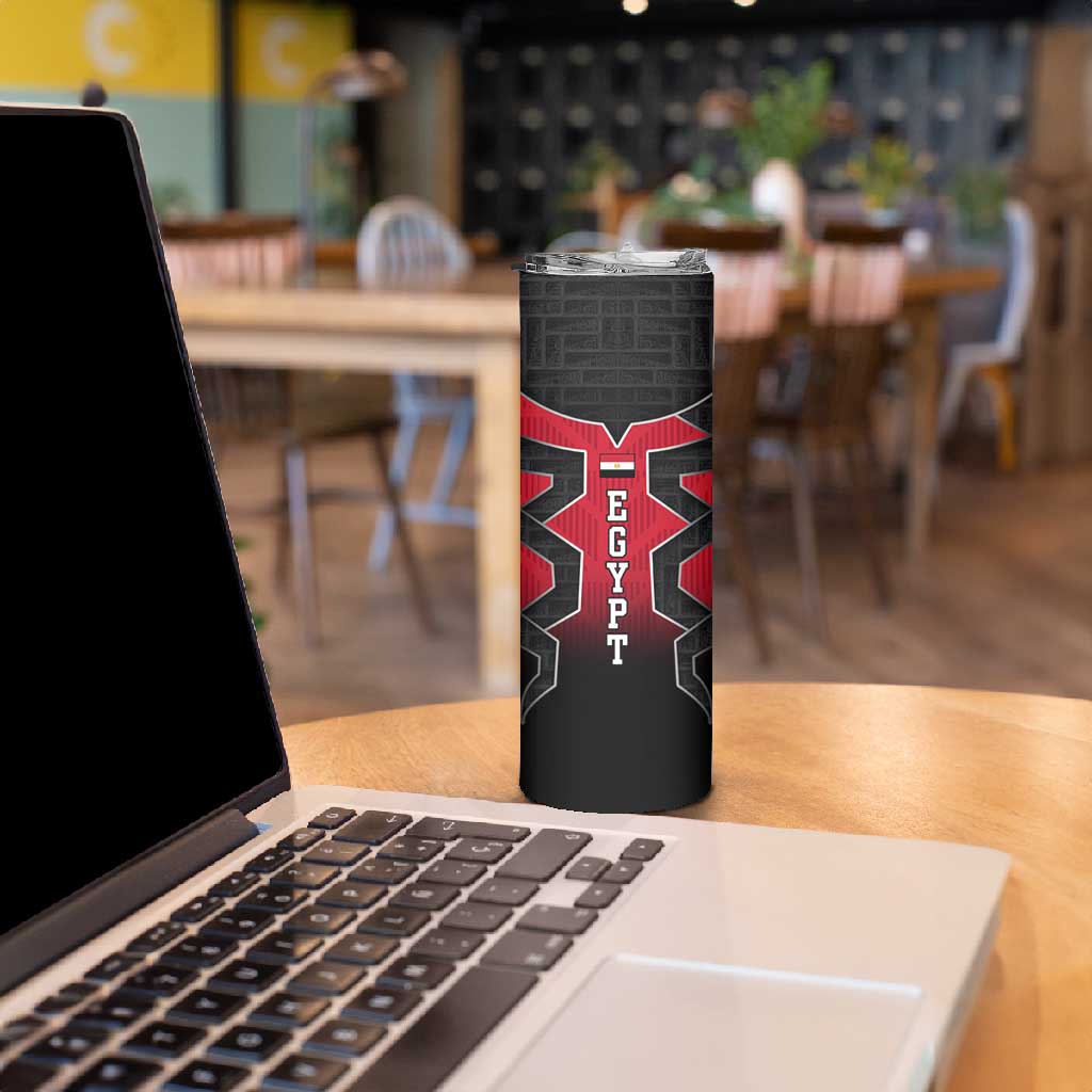 Egypt Flag Emblem Skinny Tumbler Red Black Bold Spirit TS04