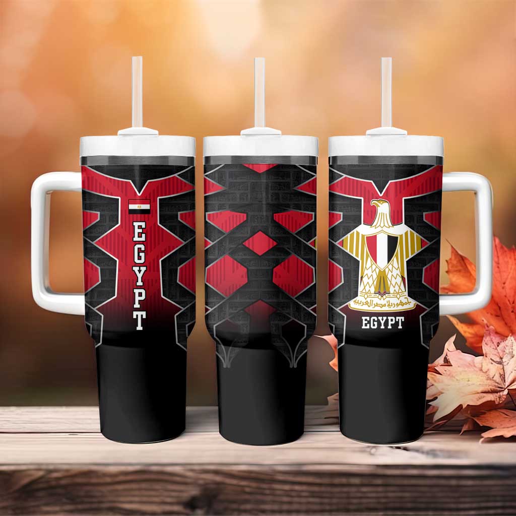 Egypt Flag Emblem Tumbler With Handle Red Black Bold Spirit TS04
