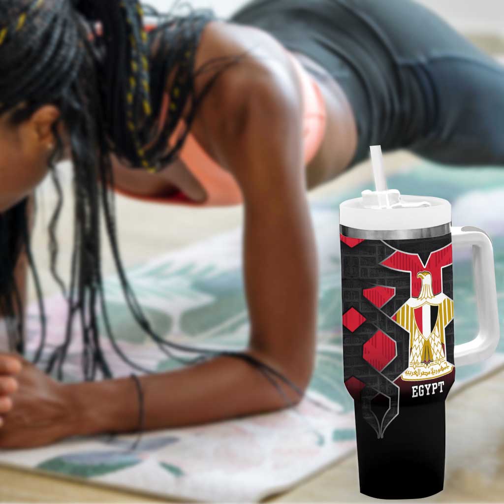 Egypt Flag Emblem Tumbler With Handle Red Black Bold Spirit TS04