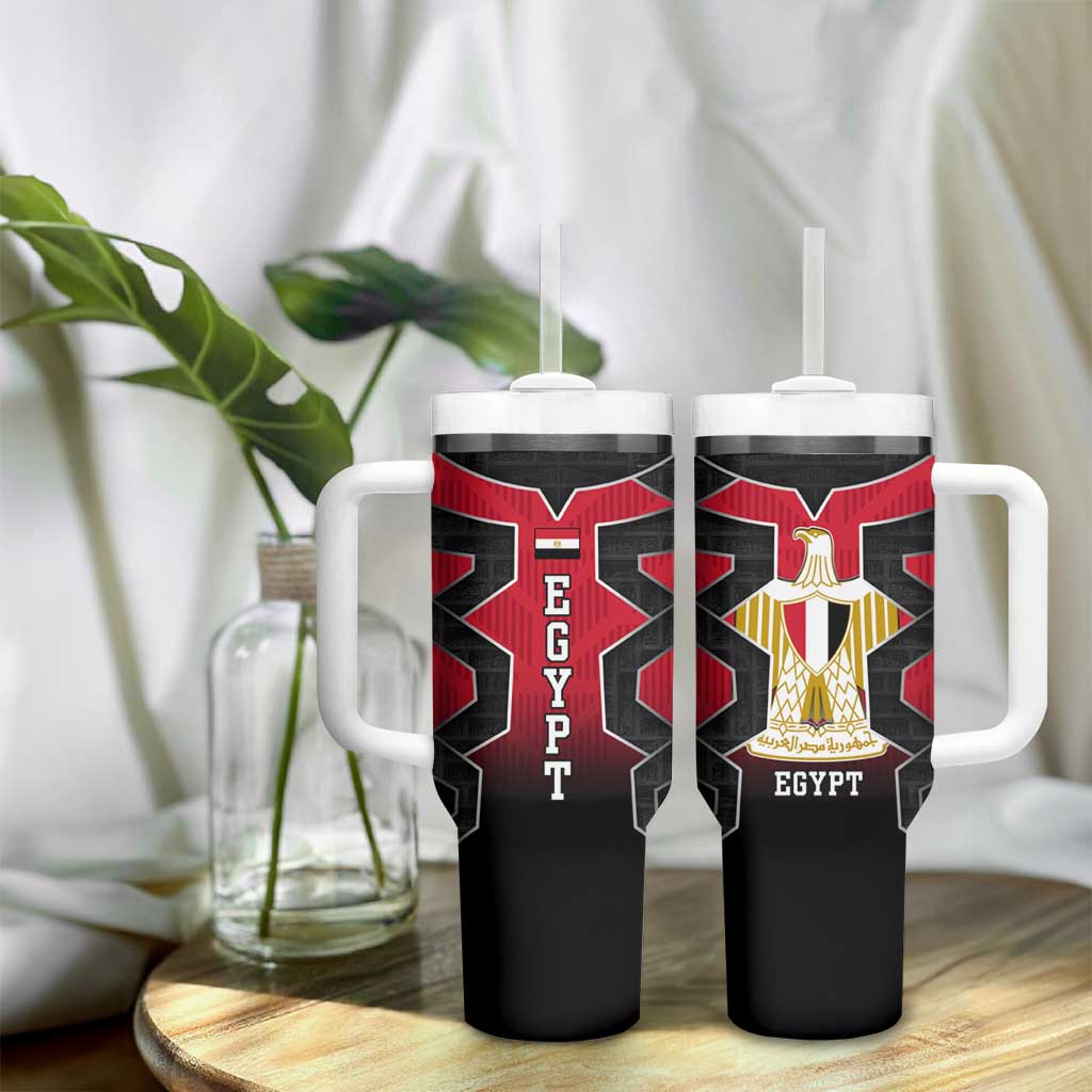 Egypt Flag Emblem Tumbler With Handle Red Black Bold Spirit TS04