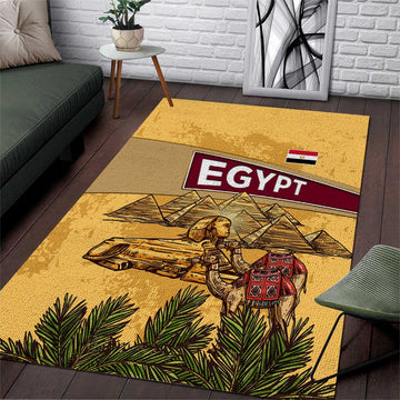 Egyptian Pyramids and Anubis Area Rug Camel Caravan Desert TS04