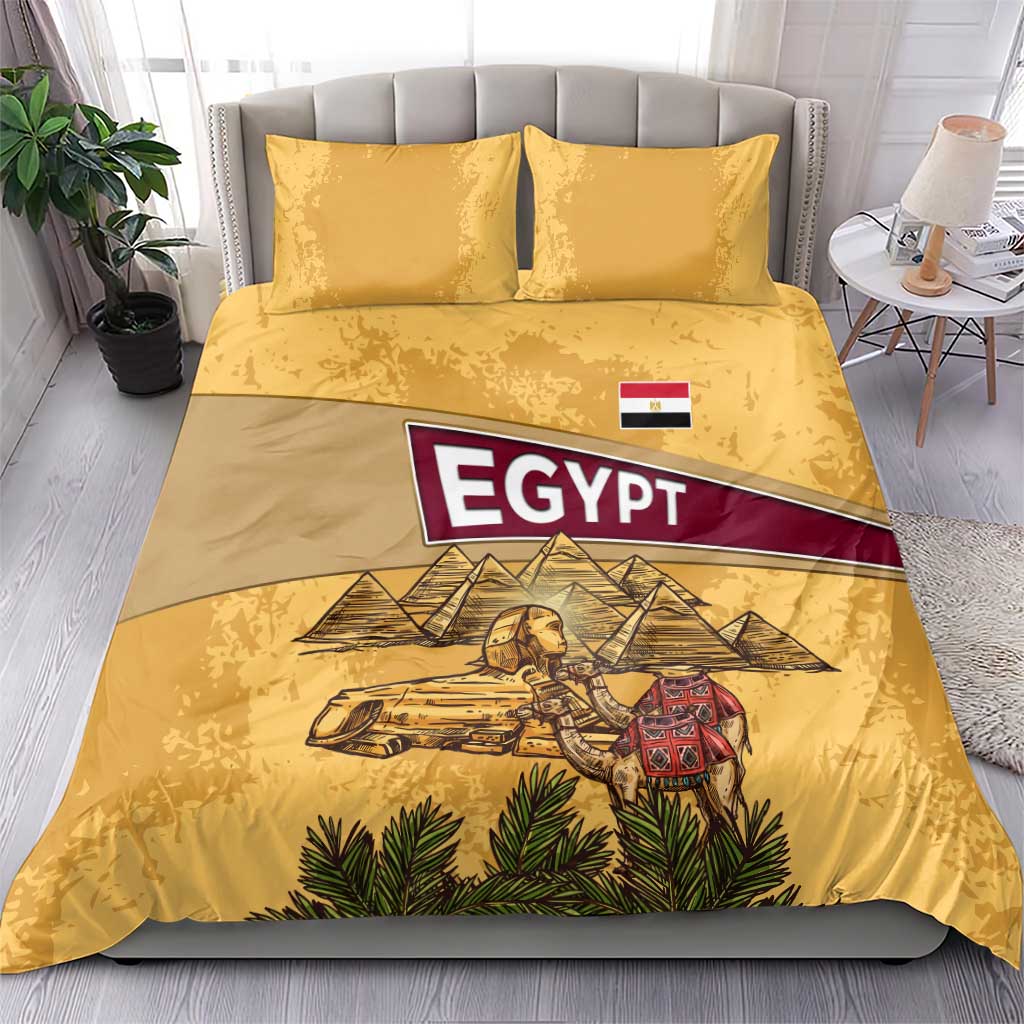 Egyptian Pyramids and Anubis Bedding Set Camel Caravan Desert TS04