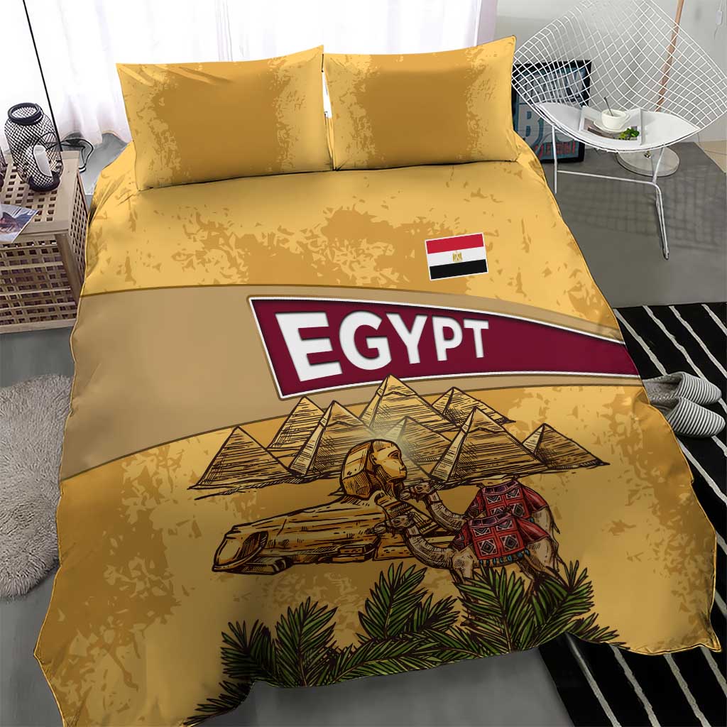 Egyptian Pyramids and Anubis Bedding Set Camel Caravan Desert TS04