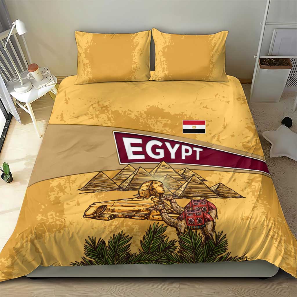 Egyptian Pyramids and Anubis Bedding Set Camel Caravan Desert TS04