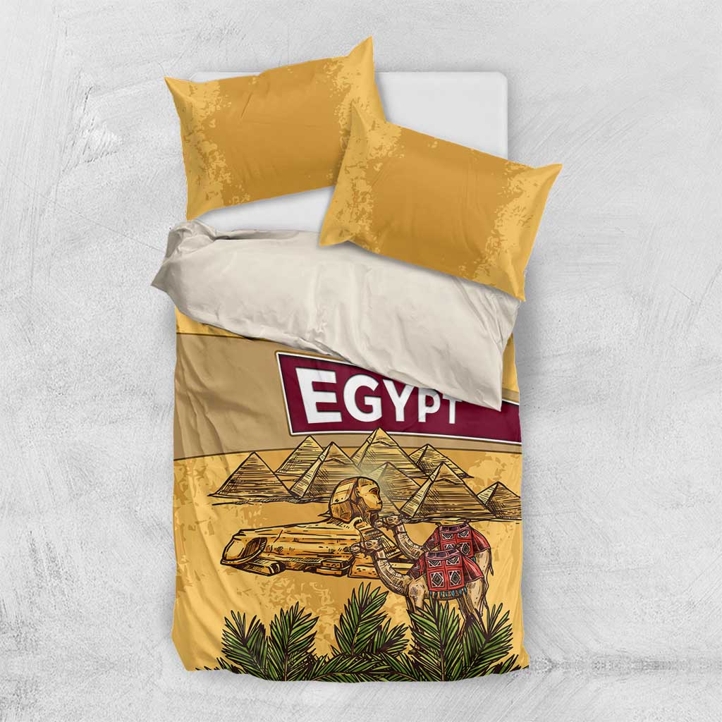 Egyptian Pyramids and Anubis Bedding Set Camel Caravan Desert TS04