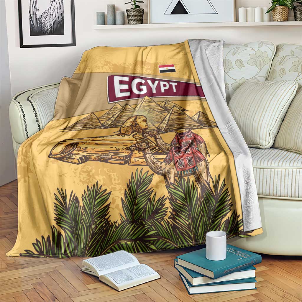 Egyptian Pyramids and Anubis Blanket Camel Caravan Desert TS04