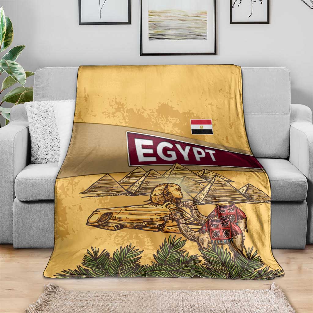 Egyptian Pyramids and Anubis Blanket Camel Caravan Desert TS04