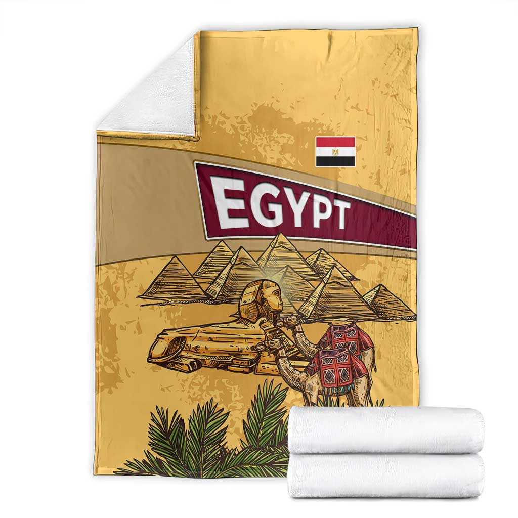 Egyptian Pyramids and Anubis Blanket Camel Caravan Desert TS04