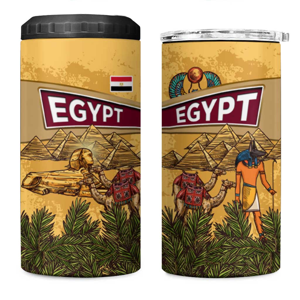 Egyptian Pyramids and Anubis 4 in 1 Can Cooler Tumbler Camel Caravan Desert TS04