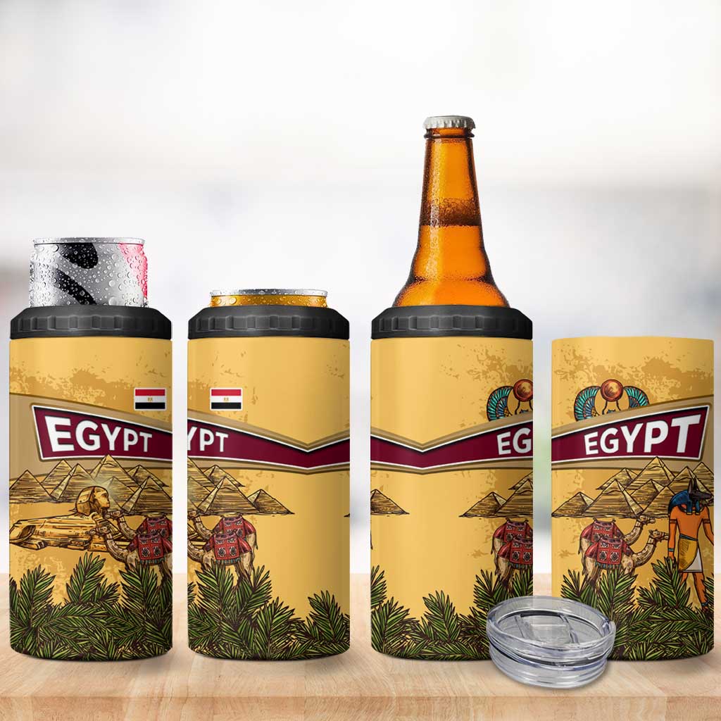 Egyptian Pyramids and Anubis 4 in 1 Can Cooler Tumbler Camel Caravan Desert TS04