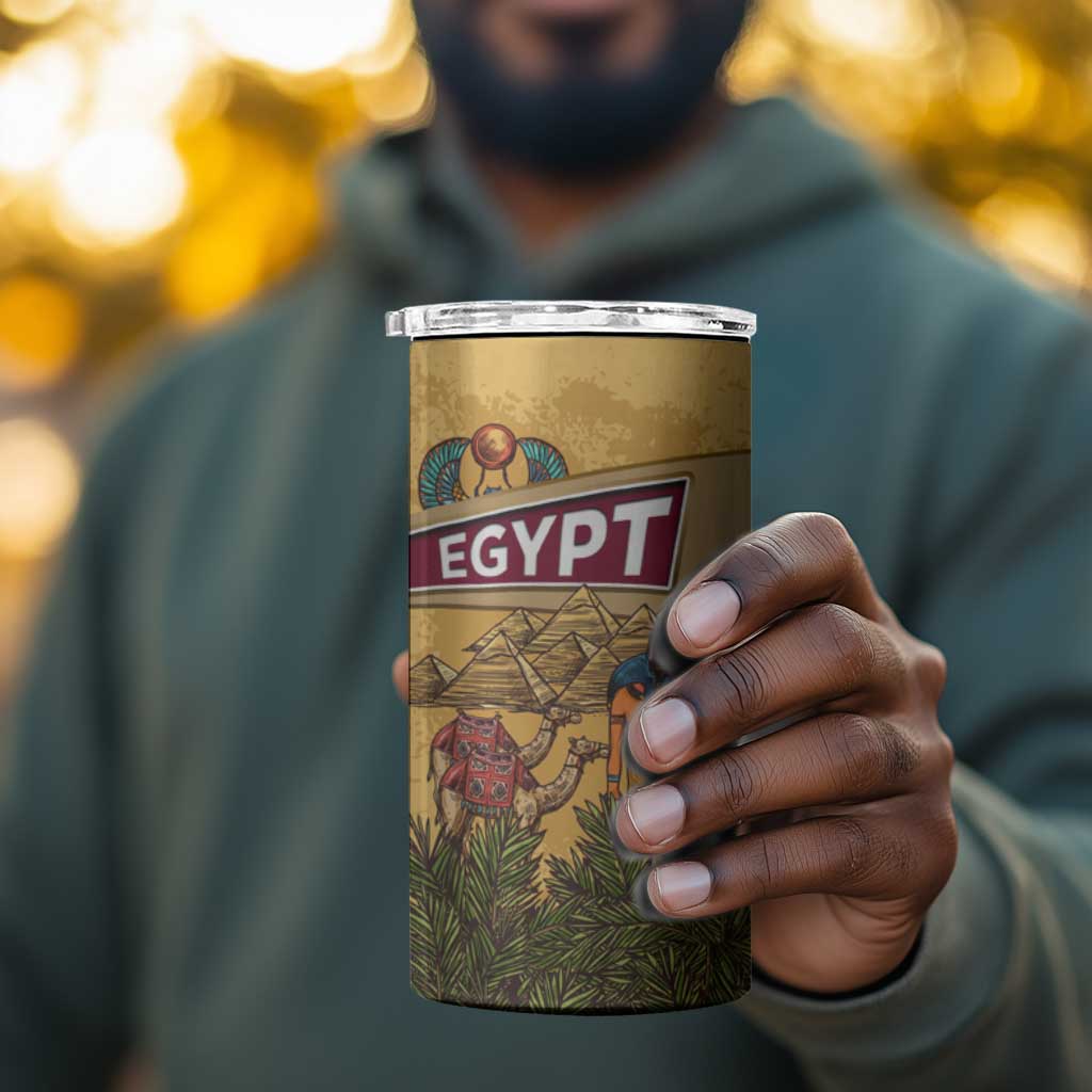 Egyptian Pyramids and Anubis 4 in 1 Can Cooler Tumbler Camel Caravan Desert TS04