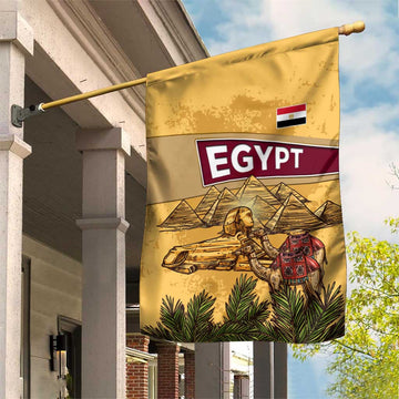 Egyptian Pyramids and Anubis Garden Flag Camel Caravan Desert TS04
