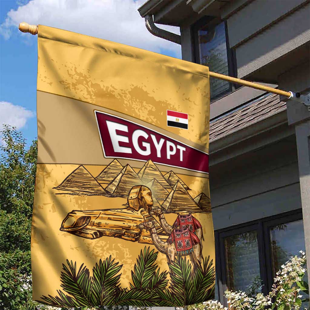 Egyptian Pyramids and Anubis Garden Flag Camel Caravan Desert TS04