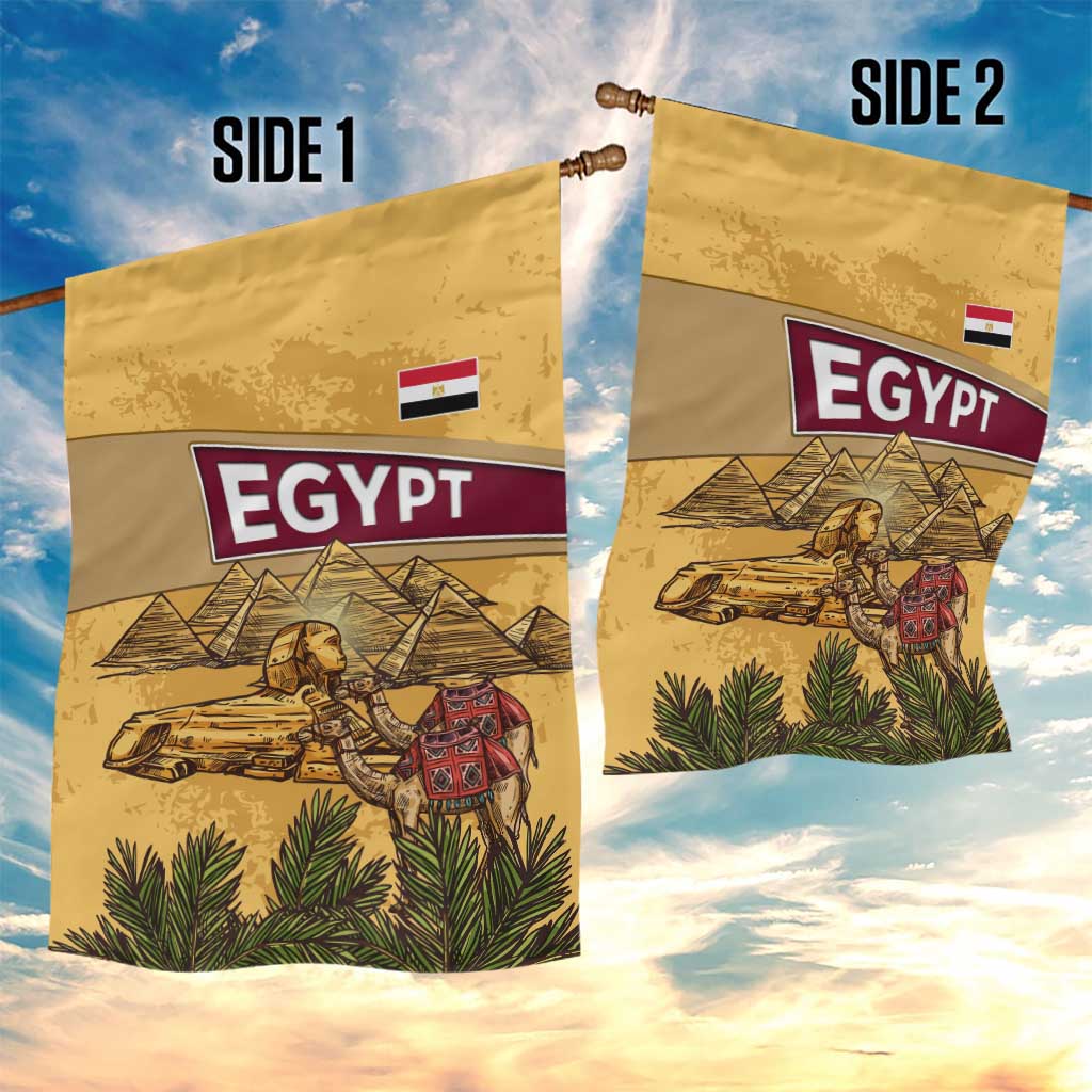 Egyptian Pyramids and Anubis Garden Flag Camel Caravan Desert TS04
