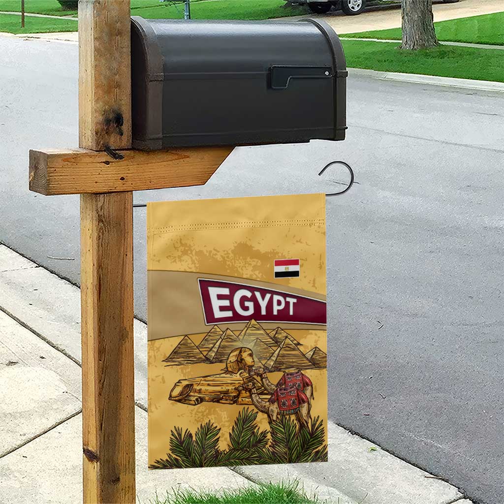 Egyptian Pyramids and Anubis Garden Flag Camel Caravan Desert TS04