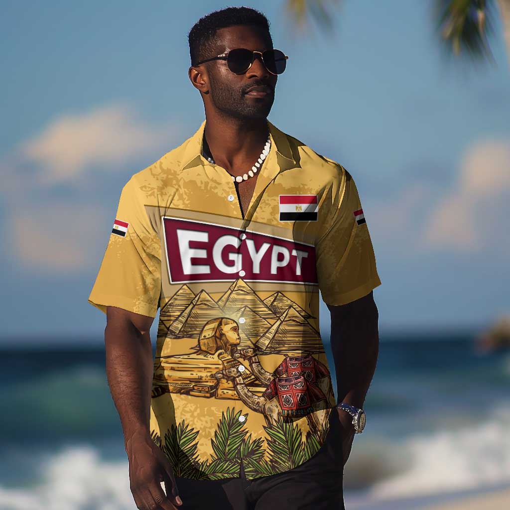 Egyptian Pyramids and Anubis Hawaiian Shirt Camel Caravan Desert TS04