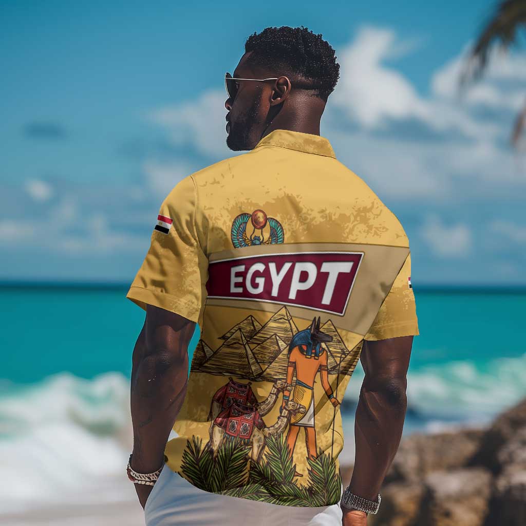 Egyptian Pyramids and Anubis Hawaiian Shirt Camel Caravan Desert TS04