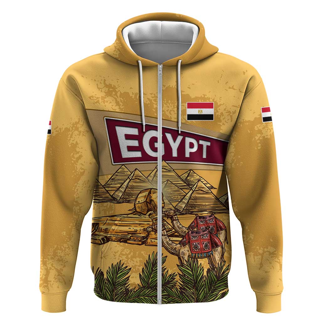 Egyptian Pyramids and Anubis Hoodie with Camel Caravan Desert TS04