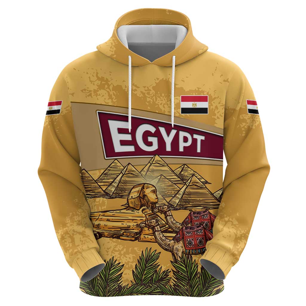 Egyptian Pyramids and Anubis Hoodie with Camel Caravan Desert TS04