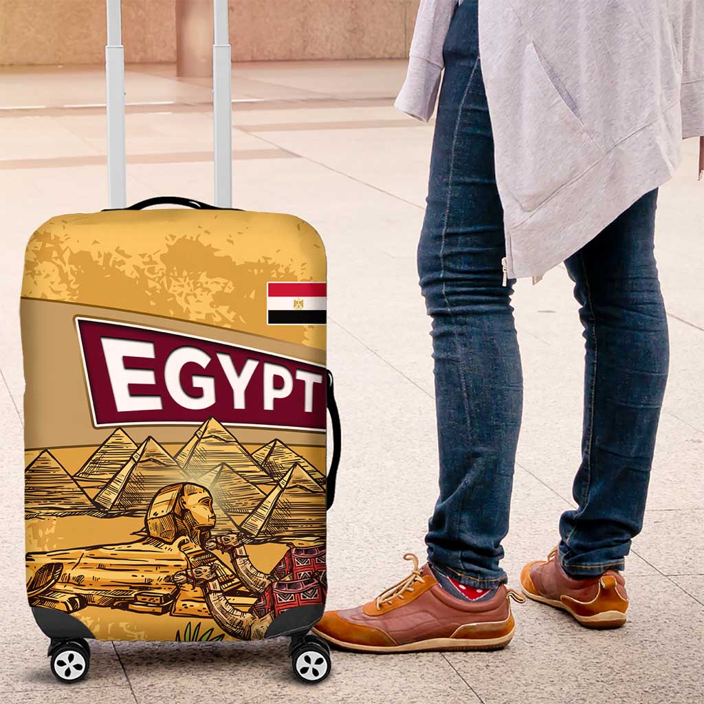 Egyptian Pyramids and Anubis Luggage Cover with Camel Caravan Desert TS04